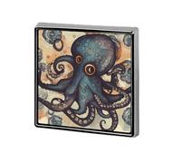 Épingles carrées en métal rétro imprimé pieuvre pour sacs à dos ou revers, épingle de Saint-Valentin, accessoire de revers, 1,8 x 1,8 cm, aluminium, alliage d'aluminium