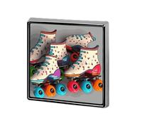 Épingles carrées en métal rétro pour patins à roulettes colorés imprimés carrés pour sacs à dos ou revers, épingle de Saint-Valentin, accessoire de revers, 1,8 x 1,8 cm, aluminium, alliage d'aluminium
