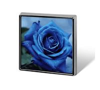 Épingles carrées en métal romantique avec rose bleue imprimée pour sacs à dos ou revers, épingle de Saint-Valentin, accessoire de revers, 1,8 x 1,8 cm, aluminium, alliage d'aluminium