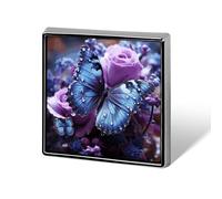 Épingles carrées en métal violet avec beau papillon imprimé brooceh pour sacs à dos ou revers, épingle de Saint-Valentin, accessoire de revers, 1,8 x 1,8 cm, aluminium, alliage d'aluminium