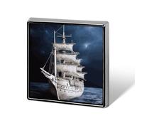 Épingles carrées vintage en métal blanc nautique pour costumes, sacs à dos et chapeaux, accessoire de revers, Square, Aluminium, Alliage d'aluminium