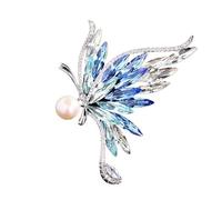 Épingles De Col Pour Dames Lot De 2 Broches Col En Cristal For Femme, Élégantes, Forme Papillon, For Chemise(Blue)