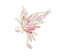 Épingles De Col Pour Dames Lot De 2 Broches Col En Cristal For Femme, Élégantes, Forme Papillon, For Chemise(Pink)