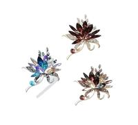 Épingles De Col Pour Dames Lot de 3 broches col en cristal for femme, forme fleur, for chemise