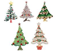 Épingles de Noël, 5 pièces broche d'arbre de Noël broches cristal strass broche pour femmes écharpe châle bijoux vacances décorations fête mariage