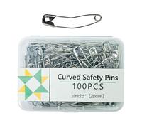 Épingles de quilting courbées,Épingles de sûreté courbées | 100 épingles de sûreté à badigeonner,Épingles de sûreté à coudre de petite taille pour le tricot, la fabrication de bijoux, la couture, le q
