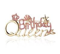 Épingles de Reine d'Anniversaire pour Femmes, Broche Princesse Sirène avec Couronne en Strass Épingle de Col Bijoux Cadeau pour Fête d'Anniversaire (Rose)