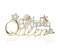 Épingles de Reine d'Anniversaire pour Femmes, Broche Princesse Sirène avec Couronne en Strass Épingle de Col Bijoux Cadeau pour Fête d'Anniversaire (Blanc)