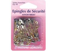 Épingles de sécurité - COUTURE LOISIRS - 48 pcs - Gris et doré - 20 à 46 mm - Épingles à nourrice