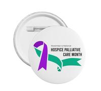 Épingles de sensibilisation aux soins palliatifs et aux soins palliatifs avec ruban violet et vert, broches rondes, badges, autocollants, panneau en métal