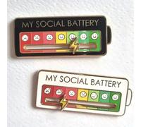 Épingles d'expression d'humeur pour femmes et hommes, broches à batterie mes sociales sur vêtements, Badge en alliage drôle, cadeaux