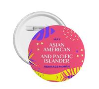 Épingles du Mois du patrimoine des Américains d'origine asiatique et des îles du Pacifique Broche ronde Badge autocollant Panneau en métal