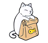 Épingles en émail pour chat et stylo alimentaire Broche Sacs à livres Vêtements Vestes et chapeau Décoration Broche Femmes Mode Vintage Enfants, taille unique, comme décrit