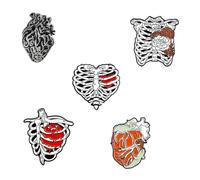 Épingles en émail pour orgue nervuré, cage côtelée, rose, cœur, épinglette en forme de cœur en forme de cage nervurée, épinglette en émail pour horreur, gothique, punk, bijoux cadeau pour amis, Métal