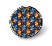 Épingles en émail pour sac à dos - Motif lion de feu rouge et bleu - Pour veste, manteau, chapeau, sacs, drôle et unique