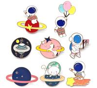 Épingles en Émail,Regerly 8 Pièces Broches en Émail Broche Mignonne Planète de L'espace Epingle en Alliage pour Vêtements Sacs Vestes Chapeau DIY Accessoire