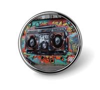 Épingles rondes en aluminium motif graffiti Hip Hop - Tendance - Joli chapeau - Pour homme et femme - Pour sacs à dos, sacs, costumes, accessoires - Broche circulaire en métal, Circular, Aluminium
