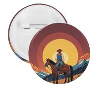 Épingles rondes en métal pour sac à dos de cowboy de l'Ouest - Broche légère pour chemises, vestes, châles, manteaux - Unisexe, 5PCS, Fer blanc, épingles rondes en métal