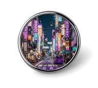 Épingles rondes en métal violet avec inscription Tokyo Streets, brooche classique et mignonne personnalisée, en émail pour sacs à dos, vestes, sacs
