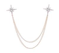 Épinglette A Chaine Gland chaîne étoile broche strass cristal épinglette Badge hommes chemise col broches bijoux(Gold White)
