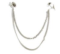 Épinglette A Chaine Goujons de chemises, 1 pièce, pointe cou, broche, chaîne, glands, bijoux(Silver)