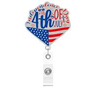Épinglette à motif de drapeau - Design pailleté en acrylique pour étiquettes nominatives - Enrouleur de badge pour veste de costume, broches rétractables pour fournitures scolaires