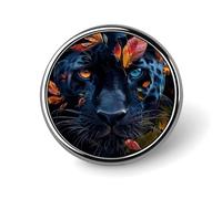 Épinglette à motif feuilles et panthère, broche légère et tendance, accessoire personnalisé pour vêtements, Circular, Aluminium, Pas de gemme