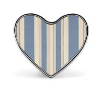 Épinglette à rayures bleues et beiges mignonnes en forme de cœur en alliage d'aluminium pour chapeau, sac, costume, cravate, accessoires de mariage