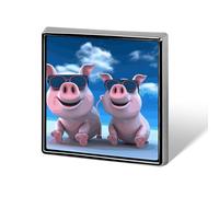 Épinglette amusante 3D en forme de cochon tendance pour homme et femme pour sac à dos, chapeau amusant - Broche personnalisée en métal - Boutons et épingles fantaisie (carré)