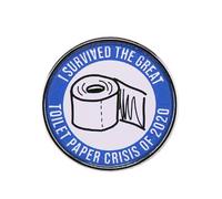 Épinglette amusante en émail avec inscription « I Survived The Great Toilet Paper Crisis Of 2020 » pour chapeaux, vêtements, chemise, sac, Acier allié, Sans pierre précieuse
