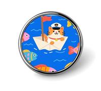 Épinglette Capitaine - chat sur papier - bateau - Broche tendance - Badge bouton mignon - Décoration pour chapeau, chemise, vêtements, sa