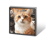 Épinglette carrée amusante en forme de chat pour femme - Boutons et épingles en métal - Jolie broche rétro pour sac à dos - Accessoire de fête de mariage