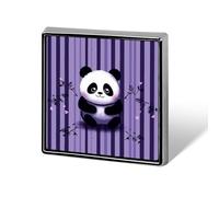 Épinglette carrée en forme de panda à rayures violettes pour femme, boutons et épingles, broche en métal mignon, broche rétro pour sac, chapeau, sac à dos, cravate, costume, accessoire de fête de