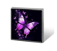 Épinglette carrée en forme de papillon violet pour femme - Boutons et épingles en métal - Jolie broche rétro pour sac à dos - Accessoire de fête de mariage