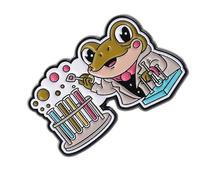Épinglette de chimiste grenouilles d'animaux de dessin animé avec microscope et tube à essai, accessoire sur le thème de la science pour les amateurs, One Size, Comme décrit