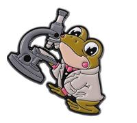 Épinglette de chimiste grenouilles d'animaux de dessin animé avec microscope et tube à essai, accessoire sur le thème de la science pour les amateurs, taille unique, Comme décrit