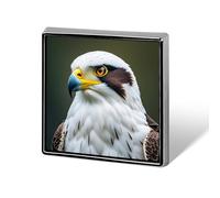 Épinglette de costume d'aigle blanc Spear Falcon pour homme et femme - Broche amusante en métal pour sac à dos, chapeau amusant - Boutons et épingles fantaisie en métal (carré)