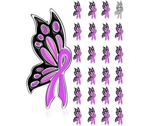 Épinglette de sensibilisation à la violence domestique - Papillon violet - Broche en forme de ruban de sensibilisation à la violence domestique - Broche en émail - Métal - Pierre dorée, Métal,