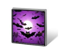 Épinglette d'Halloween en forme de chauve-souris violettes volantes pour homme et femme pour sac à dos, chapeau amusant, broche personnalisée pour sac, boutons et épingles (carré)