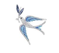 Épinglette d'hirondelle d'inspiration vintage avec goutte d'huile artisanale et motif feuille élégante pour un usage quotidien Broche oiseau polyvalente Cadeau, taille unique, Comme décrit