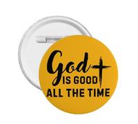 Épinglette « Dieu est bon en tout temps » - Badge rond chrétien - 1 pièce