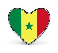 Épinglette drapeau de la République du Sénégal, broche insigne créatif drapeau national carré/cercle/cœur, Patri