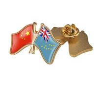Épinglette Drapeau De L'Amitié Chine-Tuvalu - Badges Patriotiques Géométriques, Broche Fantaisie, Carte, Bijoux Créatifs Pour Femmes Et Hommes, Cadeau De Voyage, Papillon A