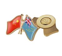 Épinglette Drapeau De L'Amitié Chine-Tuvalu - Badges Patriotiques Géométriques, Broche Fantaisie, Épingle De Carte, Bijoux Créatifs Pour Femmes Et Hommes, Cadeau De Voyage Magnétique A