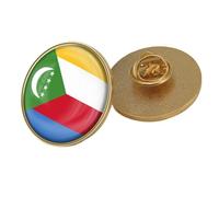 Épinglette Drapeau Des Comores - Broche Fantaisie Géométrique Carrée, Bijou Créatif Pour Femme Et Homme, Accessoire De Voyage, Cadeau De Fête, Rond