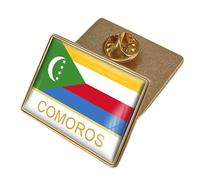 Épinglette Drapeau Des Comores - Broche Fantaisie Géométrique Carrée, Bijou Créatif Pour Femme Et Homme, Accessoire De Voyage, Cadeau De Fête