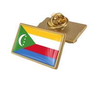 Épinglette Drapeau Des Comores - Broche Fantaisie Géométrique Carrée, Bijou Créatif Pour Femme Et Homme, Accessoire De Voyage, Cadeau, Rectangulaire