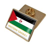 Épinglette Drapeau Du Sahara Occidental - Badges Carrés Géométriques, Broche Fantaisie, Carte, Bijoux Créatifs Pour Femmes Et Hommes, Accessoires De Voyage, Fête