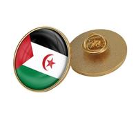 Épinglette Drapeau Du Sahara Occidental - Broche Fantaisie Géométrique Carrée, Bijou Créatif Pour Femme Et Homme, Accessoire De Voyage, Cadeau De Fête, Rond