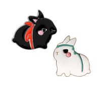 Épinglette Émail Sauvage Noir Broche Lapin Blanc Sac Vêtements Broche Bouton Badge Bijoux Animaux Dessins Animés Cadeau pour les Meilleurs Amis Durable Design
